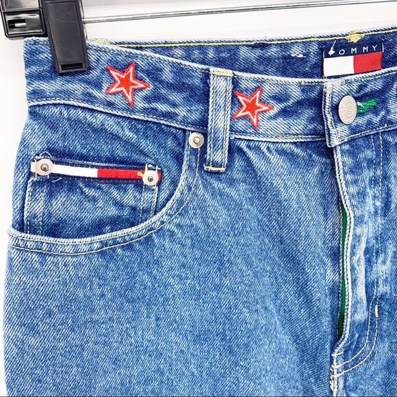 VINTAGE Y2K Tommy Jeans Low Rise Embroidered Flared Jeans Womens Size 3 - Picture 6 of 11